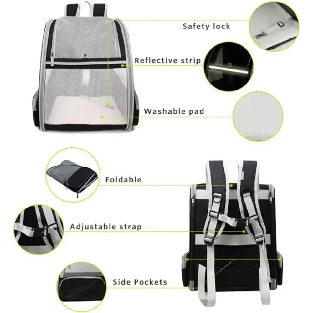 Innovative Traveler Bubble Backpack Pet Carriers for Cats and Dogs (Black)